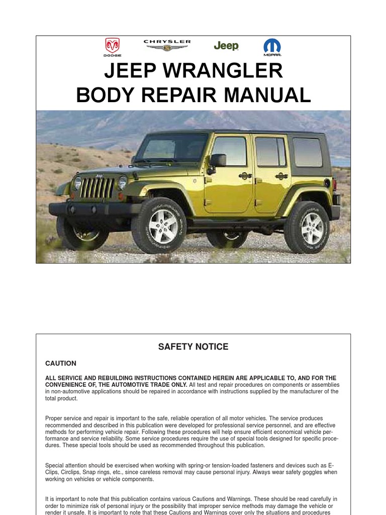 Jeep Wrangler JK (07-10) Body Repair Manual | PDF | Corrosion | Vehicles