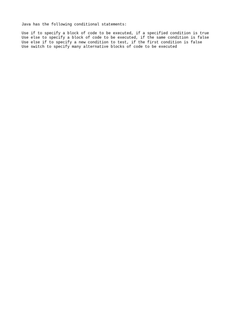 Java has the following conditional pdf