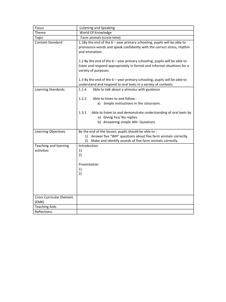 Lesson Plan Year 2 (Kssr)