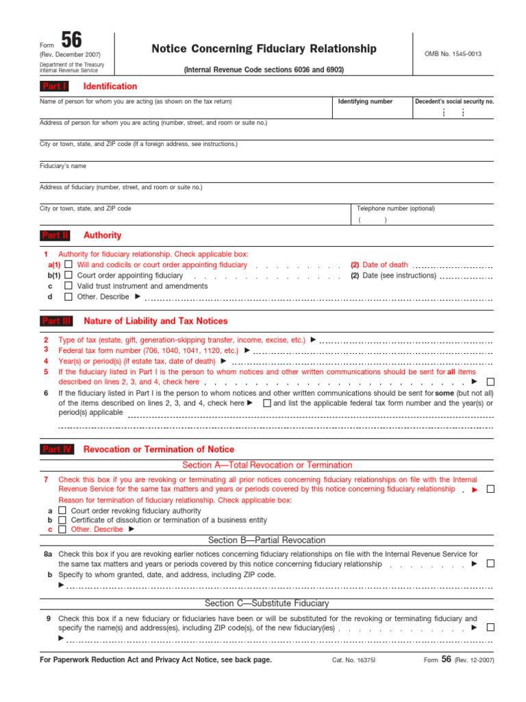 Form 56 For Dead SS Trust As An Estate | PDF