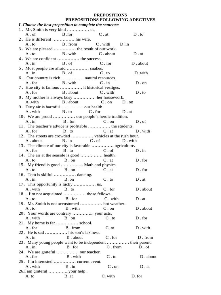 PREPOSITIONS | PDF