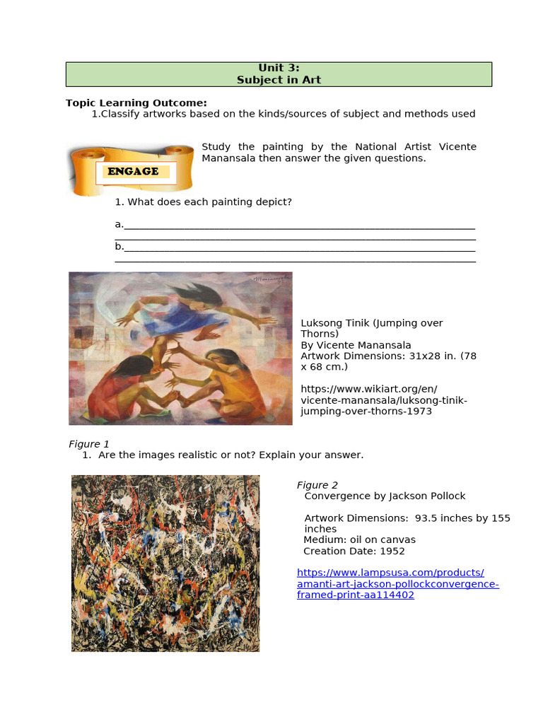 Unit 3- Subject in Art | PDF