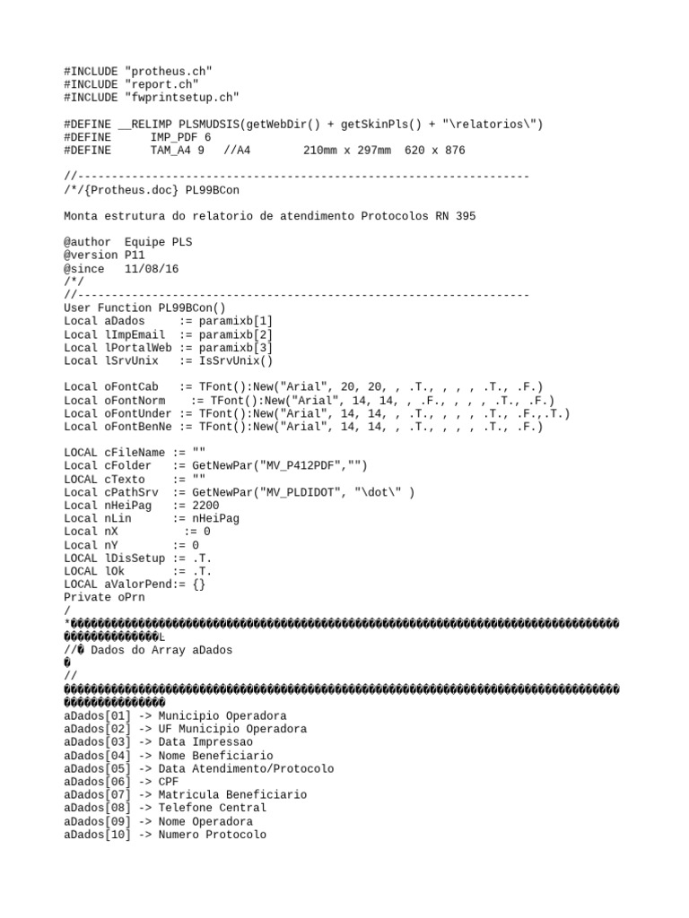 PL99 Report: Atendimento Protocolos | PDF