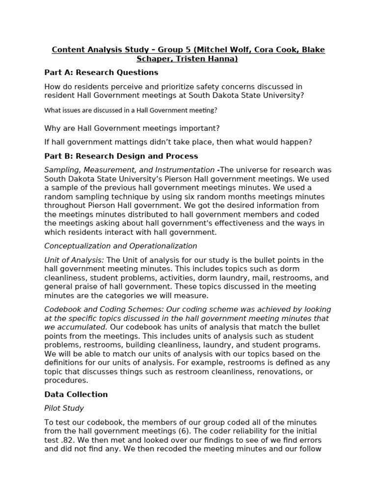 CONTENT ANALYSIS STUDY EXAMPLE intelligence overview