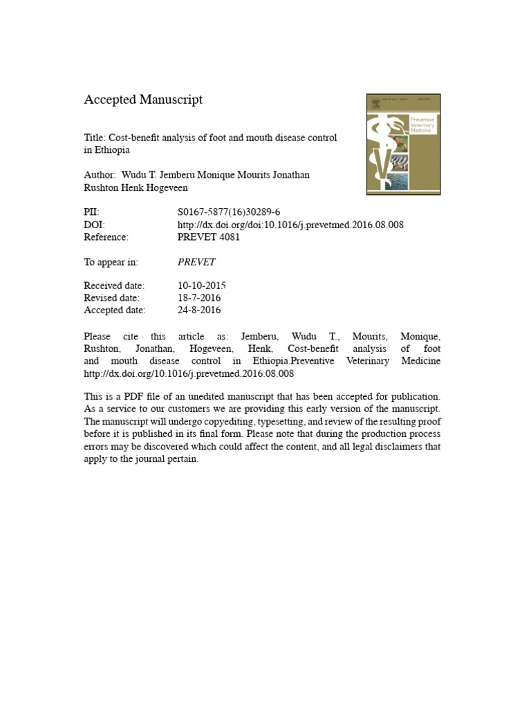 Cost Benefit FMD | PDF
