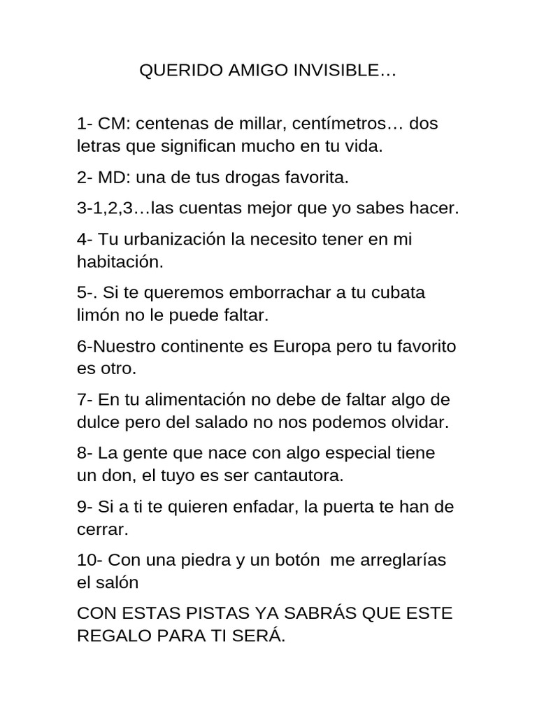 Querido Amigo Invisible Pdf