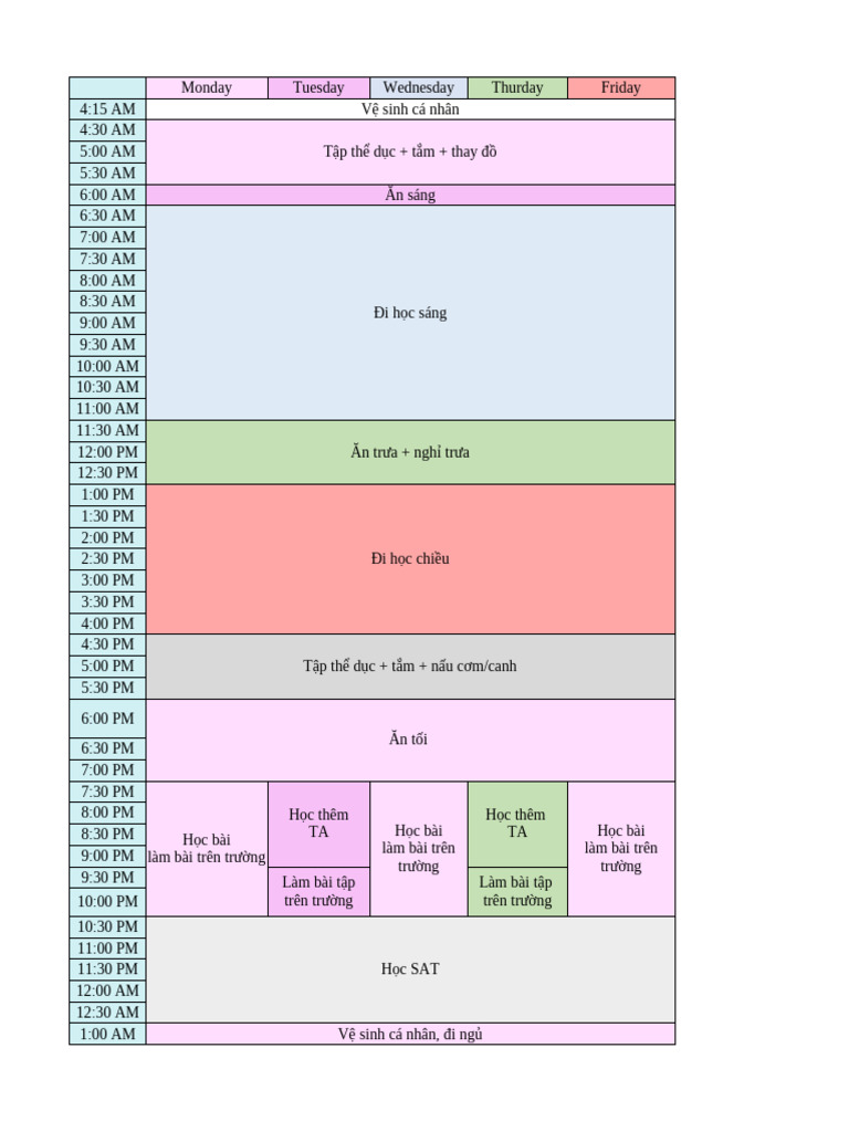 Timetable | PDF