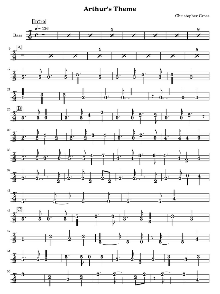 Christopher Cross - Arthur's Theme - BassTab1 | PDF