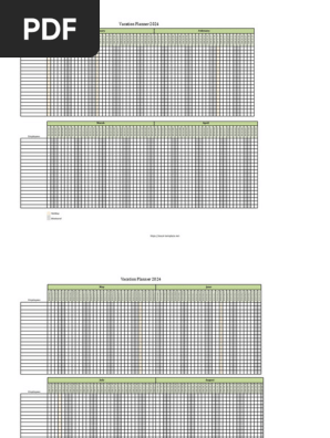 Vacation planner 2024 for 20 employees (PDF)