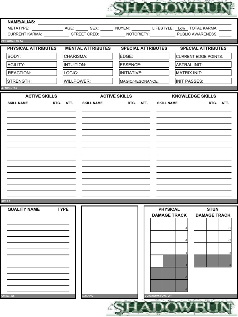Shadowrun Sheet | PDF