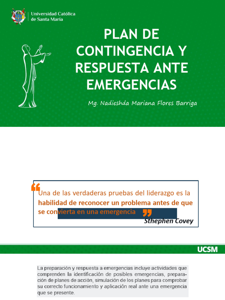 SST - Plan de Contingencia y Respuesta Ante Emergencias | PDF