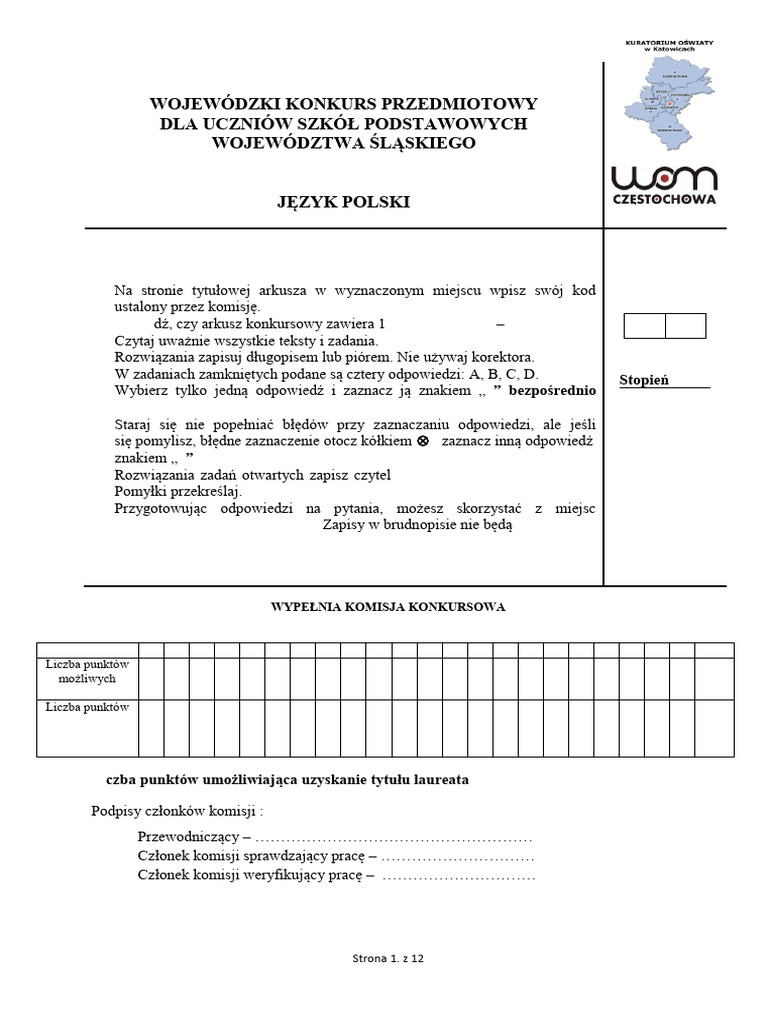 Jezyk-polski-III-st.-arkusz-1 | PDF