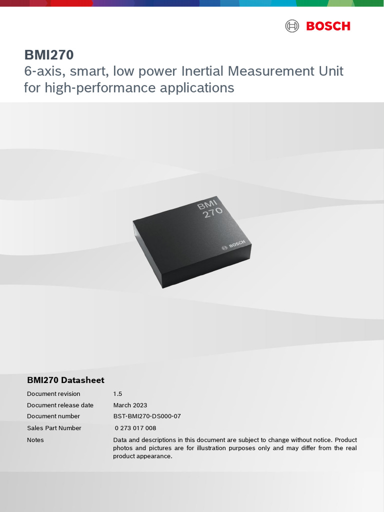Datasheet BMI270 : IMU 6 axes compacte | PDF