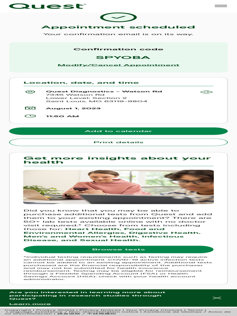 Schedule Appointment - Confirmation | PDF