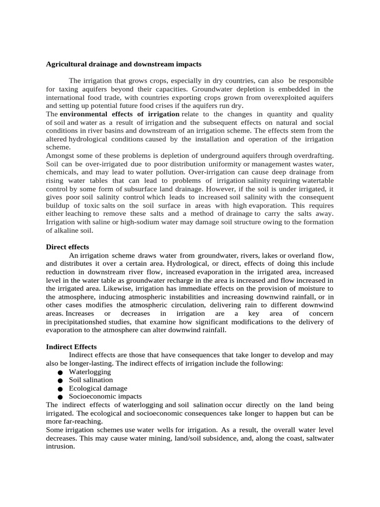 Agricultural Drainage and Downstream Impacts: Environmental Effects of ...