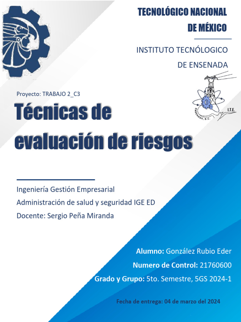 Trabajo 2 - C3 Tã - Cnicas de Evaluaciã - N de Riesgos | PDF