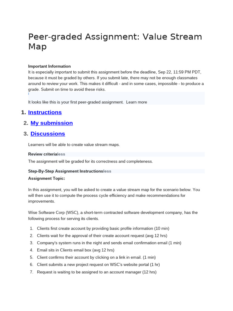 2 4 Peer-Graded Assignment Value Stream Map | PDF