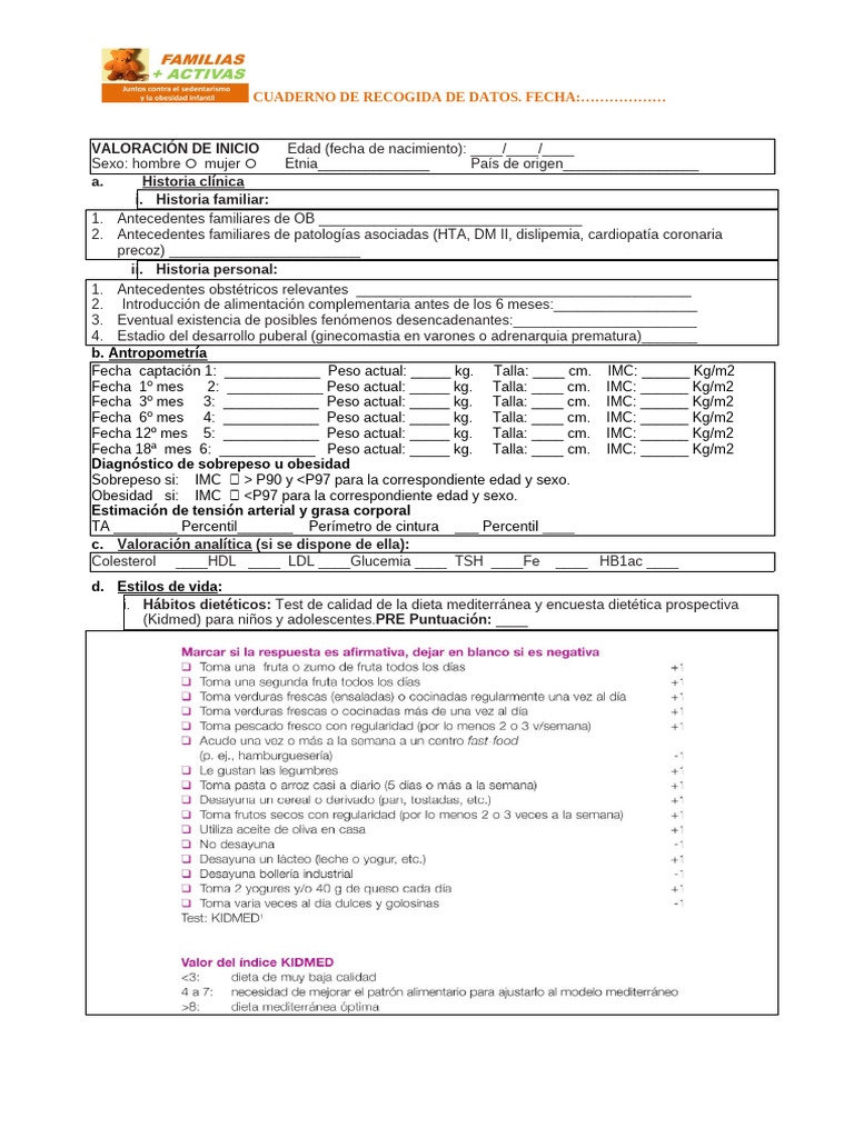 Cuaderno Recogida De Datos Pdf