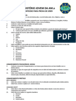 Conhecimento para prova de líder do Ministério Jovem