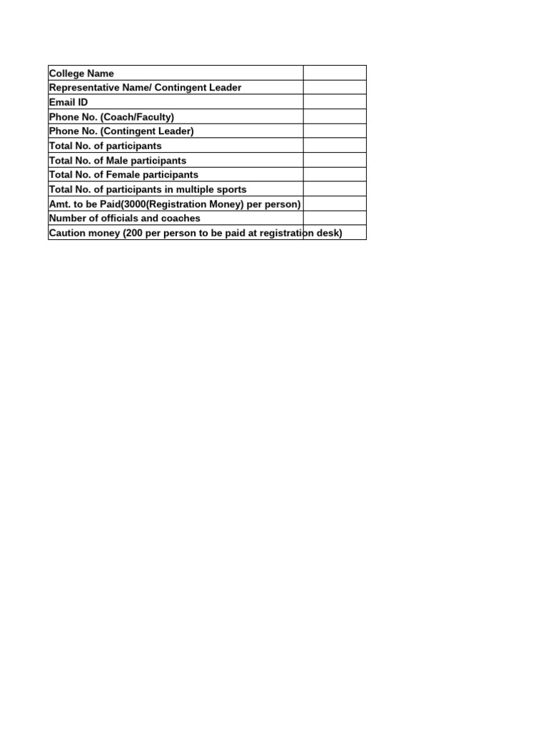 Demo Format For Contingent Details | PDF