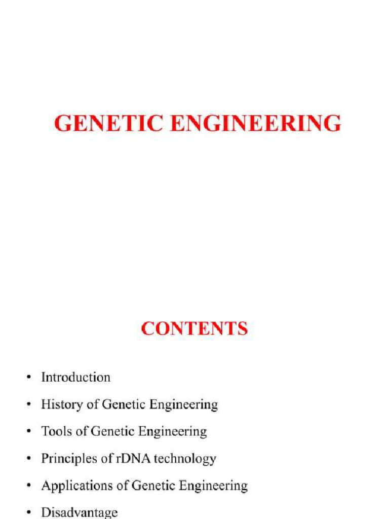 Genetic Engineering and Recombinant DNA Technology | PDF