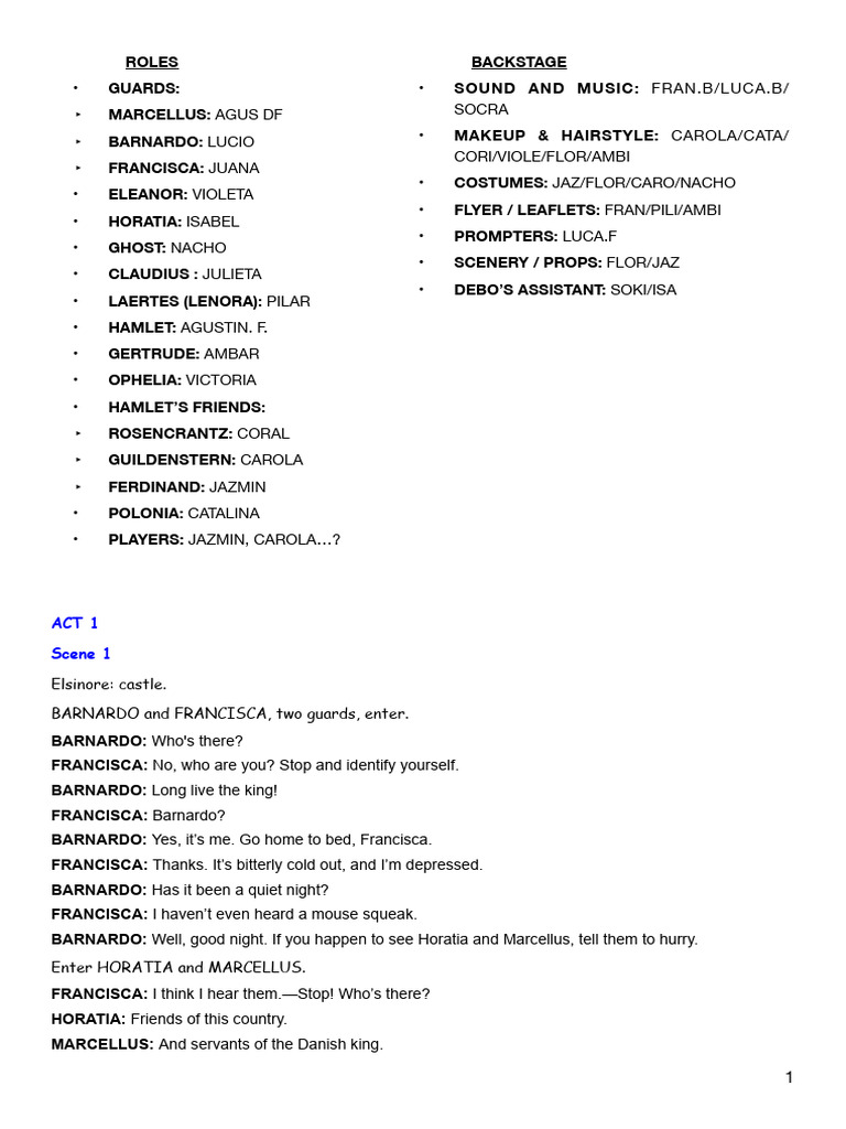 3RD H - Script Hamlet | PDF