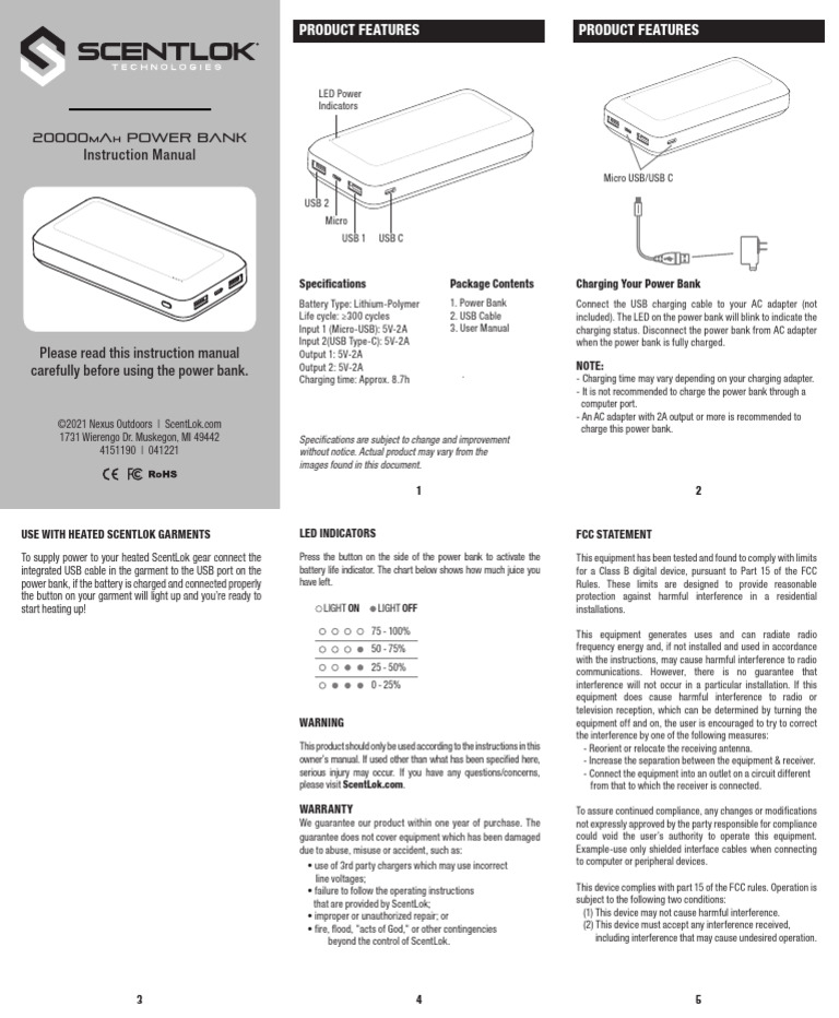 20,000 mah Power Bank Manual | PDF