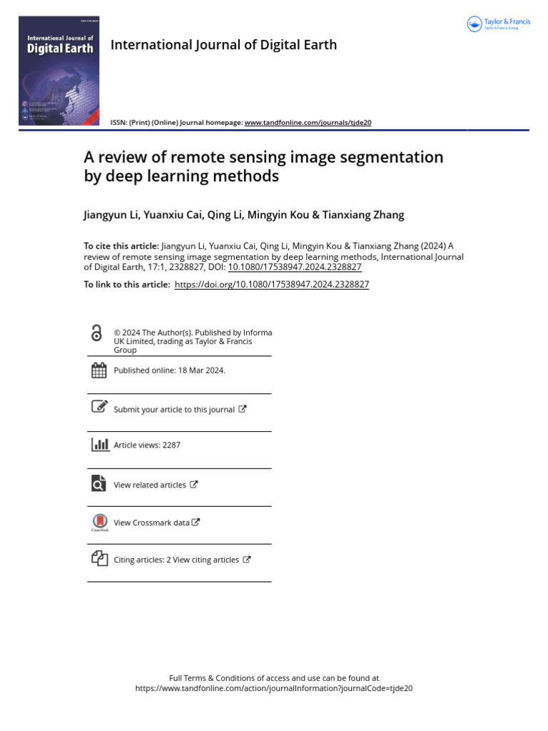 A Review of Remote Sensing Image Segmentation by Deep Learning Methods ...
