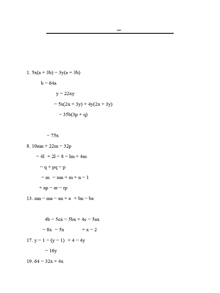 Important Questions On Factorisation | PDF