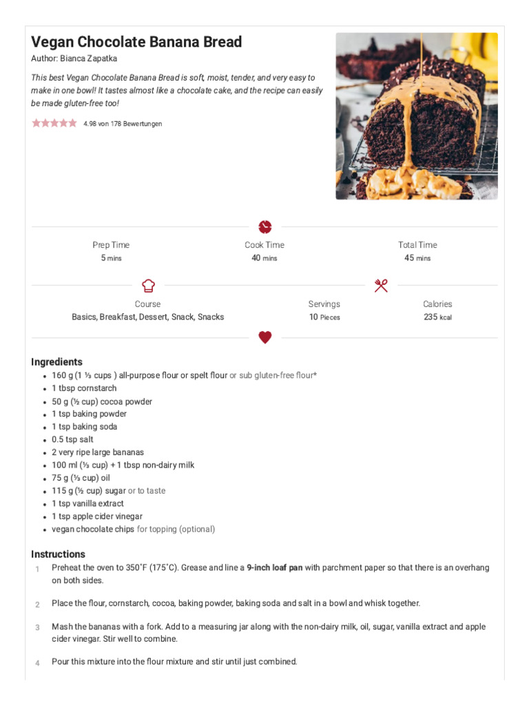 Chocolate Banana Bread Bianca Zapatka PDF