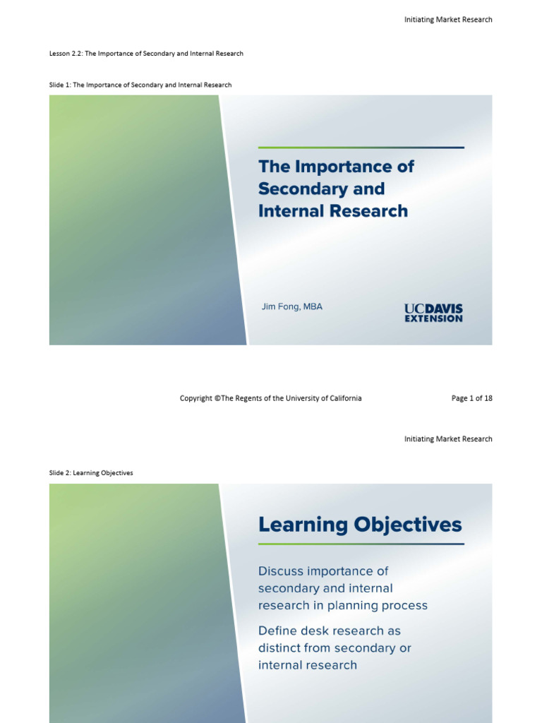 The Importance of Secondary and Internal Research | PDF | Knowledge ...