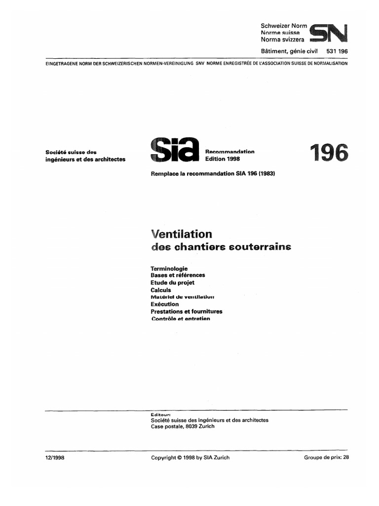 Sia Ventilation Des Chantiers Souterrains | PDF