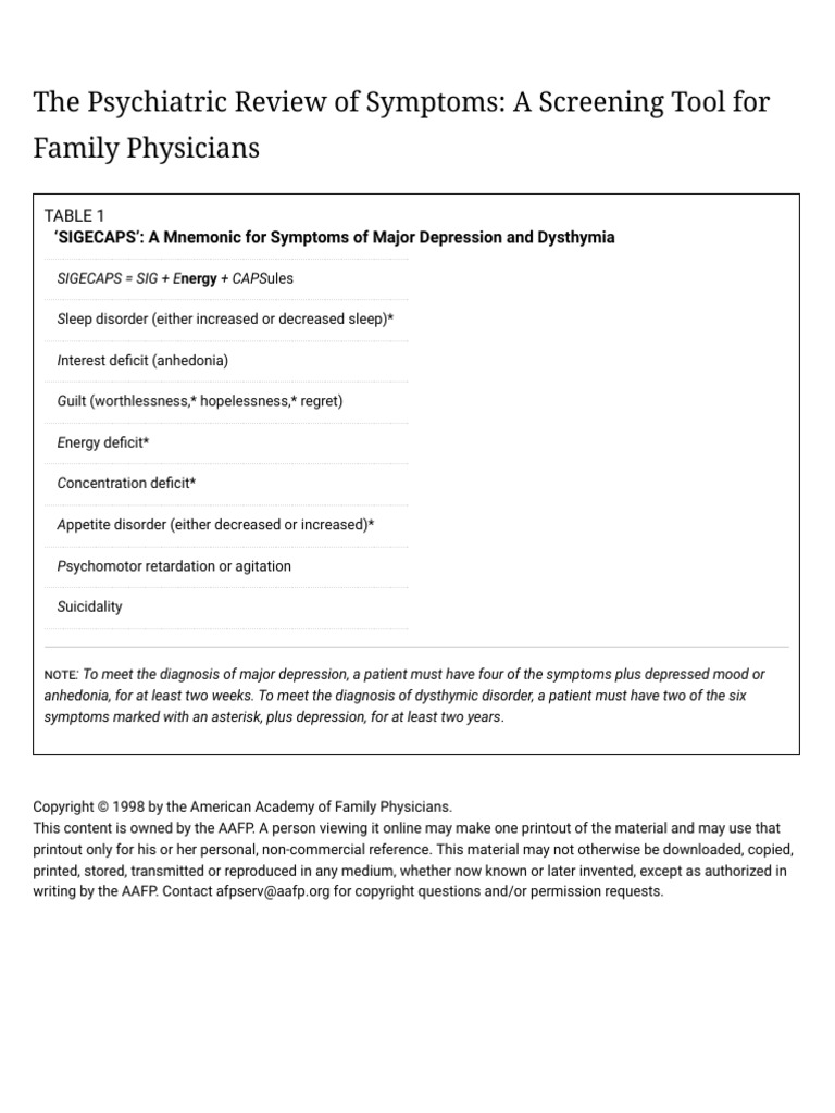 8 Neurovegetative Symptoms of Depression | PDF