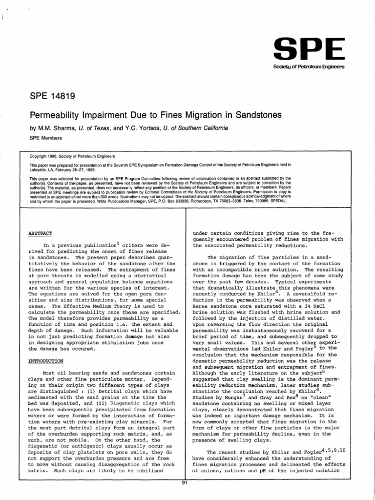 Fines Migration Impact on Sandstone Permeability | PDF | Porosity ...