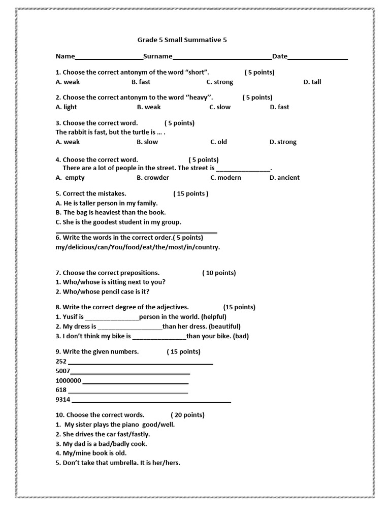Grade 5 Small Summative 5 Pdf