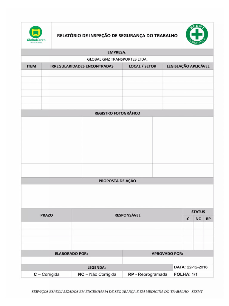 Modelo Relatorio de Inspecao de Seguranca Do Trabalho 1 2048 | PDF