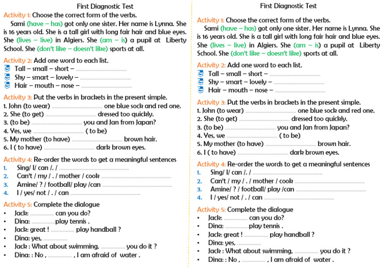 3ms Diagnostic Worksheets | PDF