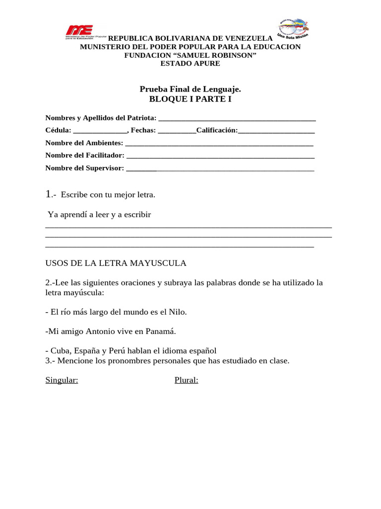Pruebas Finales Misión Robinson 1 | PDF | Foreign Language Studies | Law