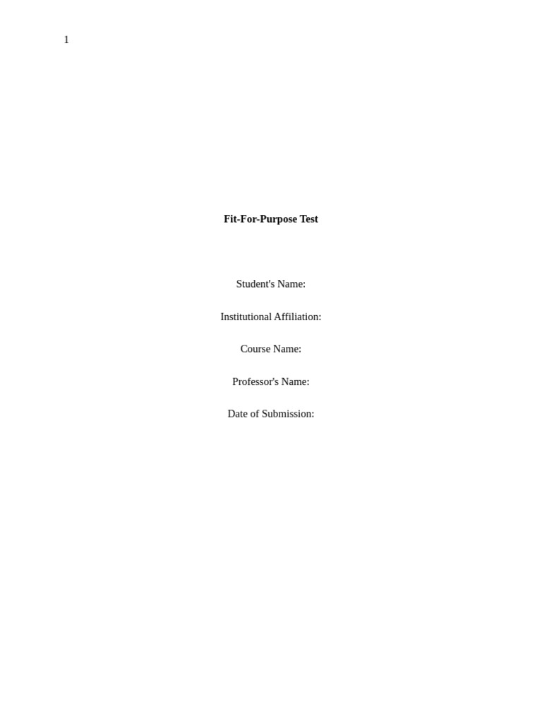 Fit For Purpose Test | PDF