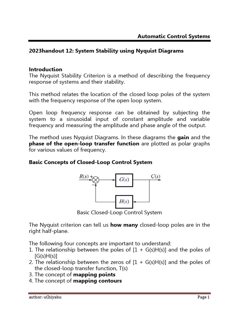 Nyquist Stability Criterion Explained | PDF | Control Theory | Applied ...