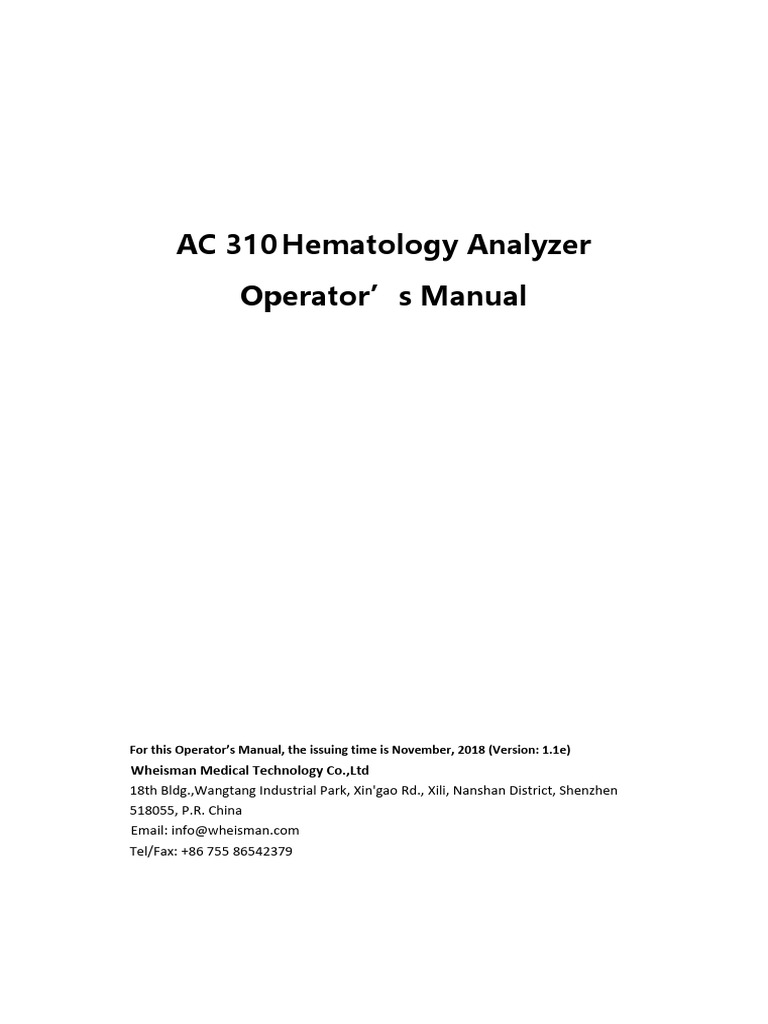 AC 310 Operator's Manual V1.1e | PDF