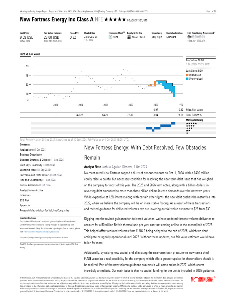 NFE - Morningstar | PDF | Liquefied Natural Gas | Natural Gas