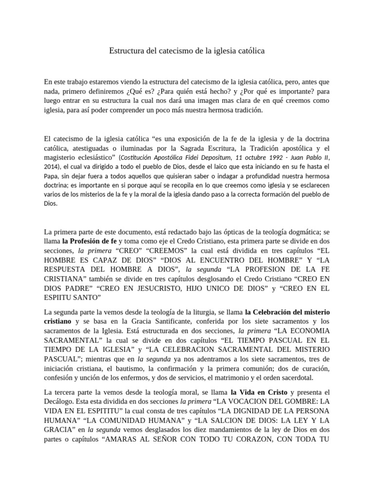 Estructura Del Catecismo de La Iglesia Católica | PDF