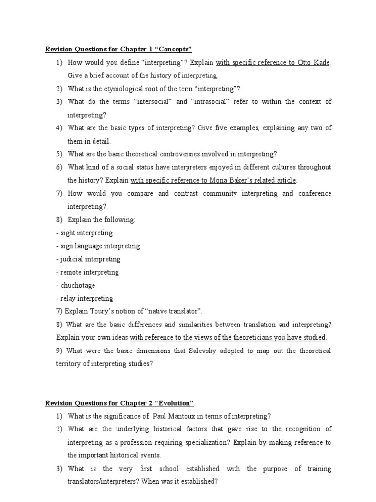 Interpreting Studies Revision Questions | PDF | Language Interpretation ...