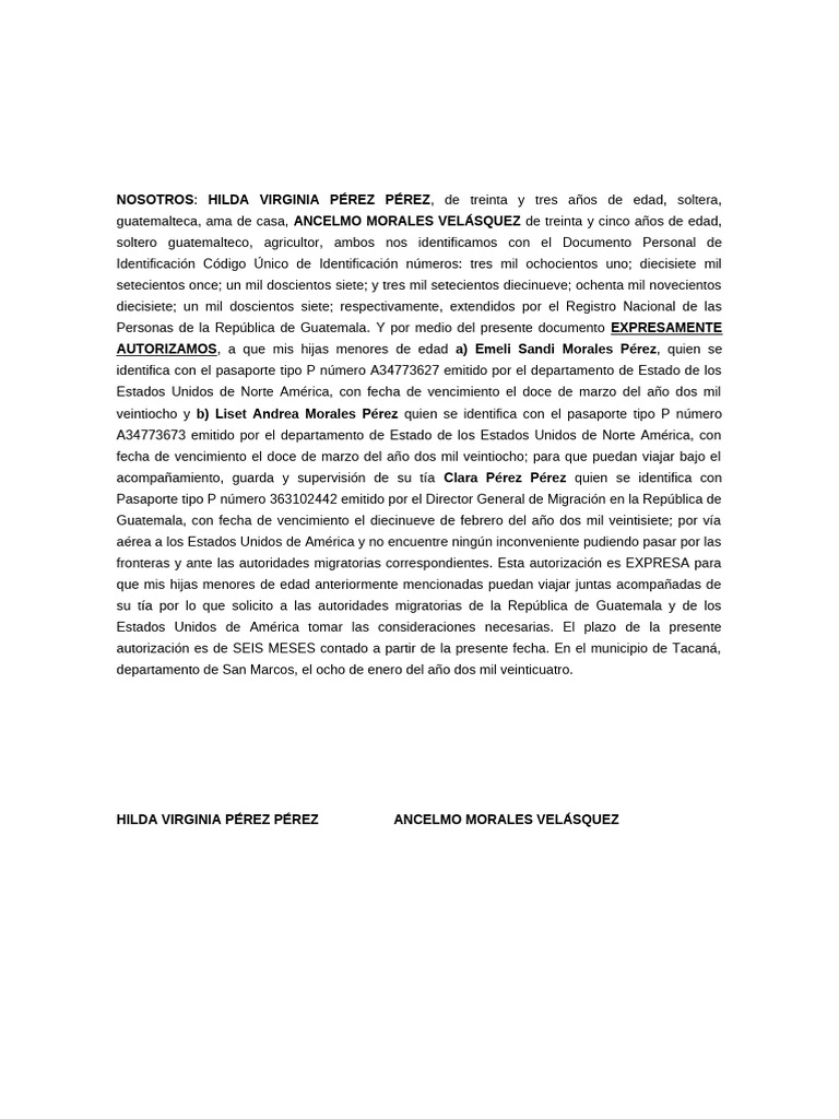 Carta Poder para Viajar a EE.UU. | PDF | Guatemala