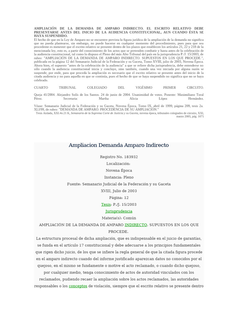 Ampliación de La Demanda de Amparo Indirecto | PDF