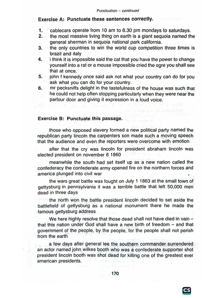 Punctuation Worksheet PDF