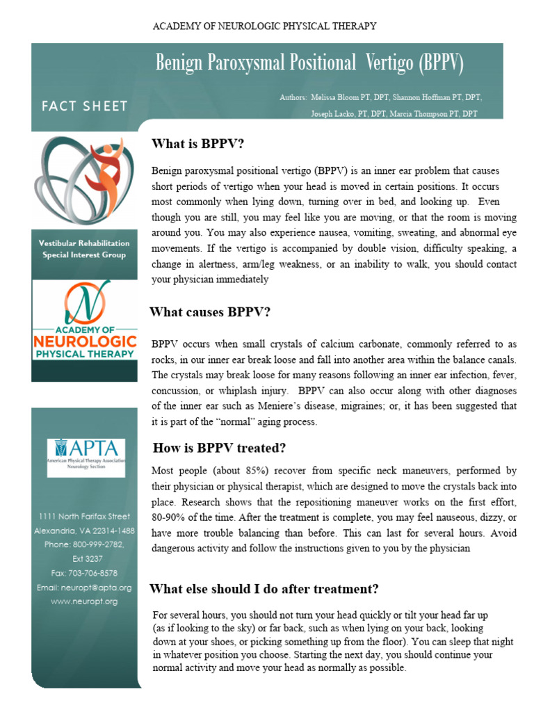 2018 APTA Bppv-Fact-Sheetsept | PDF