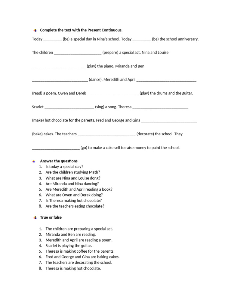 Reading Comprehension - Present Cont. | PDF