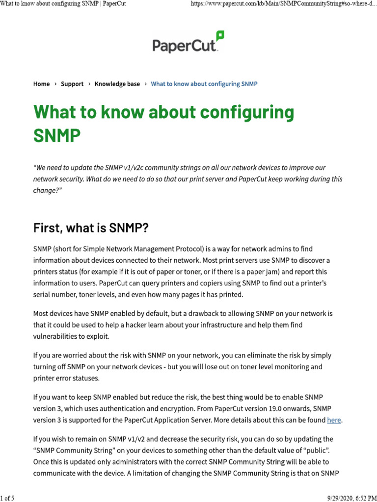SNMP - PaperCut | PDF